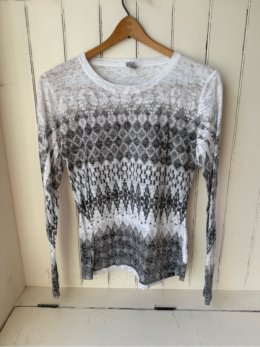 Prana Y2K White & Black Sheer Long Sleeve